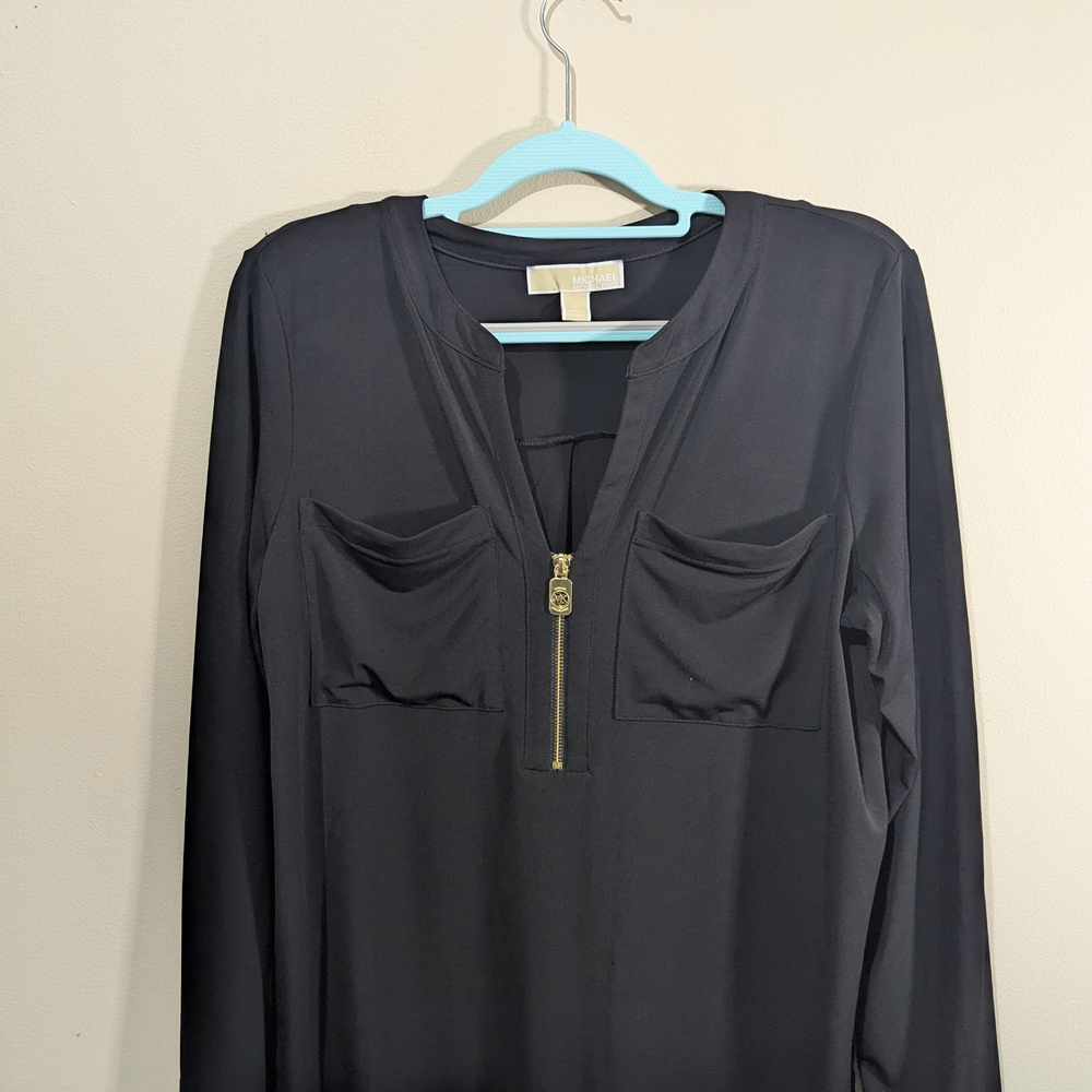 Michael Kors Women's Elegant Black Long Sleeve Top Size Large NWOT